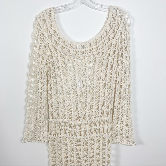 Anna Kosturova Handmade Crochet Knit Long Sleeve Maxi Dress Size Small NWT Cream - Picture 11 of 12